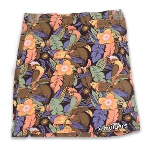 Motel Rocks bird, floral, leaf multicolor print mini skirt